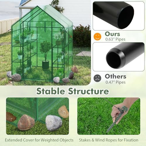 happygrill greenhouse for outdoors, portable greenhouse with pe showing dimensions