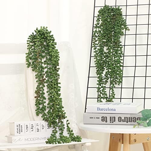 cewor 8pcs artificial succulents hanging greenery plants fake showing dimensions