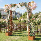 vingli wooden garden arbor with planter, wedding arch, front angle view