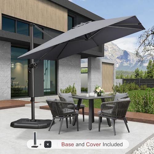 purple leaf umbrella with base & cover 9' shown in use