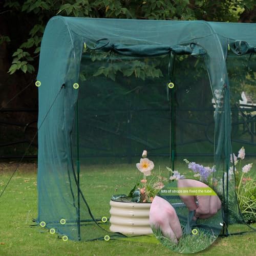 poray large 12.3x4ft tunnel plant netting cover,6ft tall, front angle view