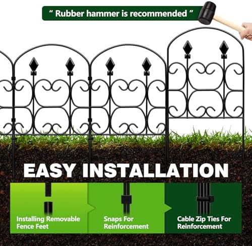 24in(h) x 10.83ft(l) decorative garden fence - tall, side view