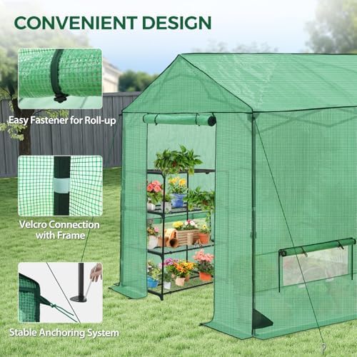8x8 pop up greenhouse,portable green house kit, green on a desk or shelf