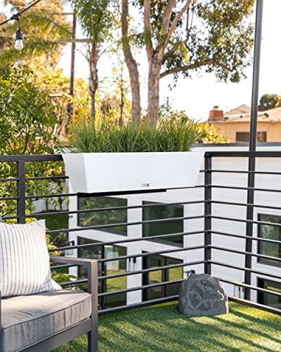 veradek pure series railing planter - tapered window, side view