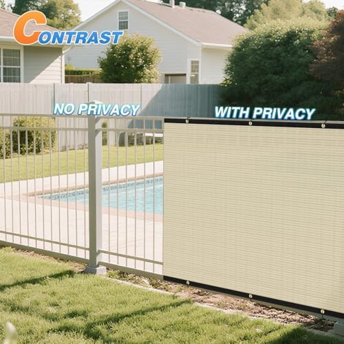 tang fence privacy screen beige 6 feet x shown in use