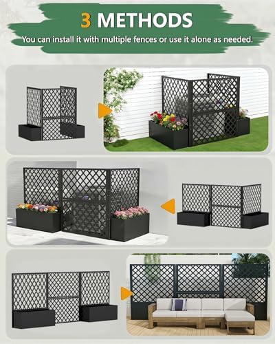 foowin air conditioner fence, 3 panels metal privacy showing dimensions