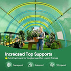 quictent 20x10x6.6ft tunnel greenhouse for outdoors with 2, side view