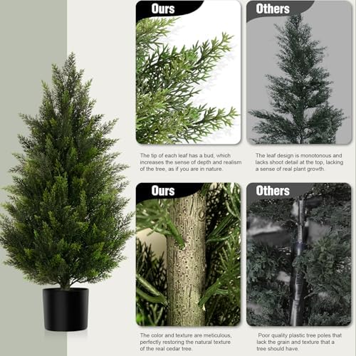 vitalismo 3ft artificial cedar trees set of 2, side view