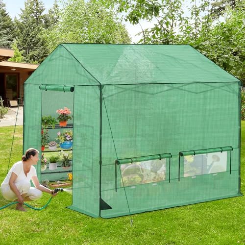 10x10 pop up greenhouse,portable green house kit, green, side view