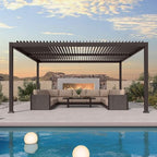 purple leaf outdoor louvered pergola 13' x 15' shown in use