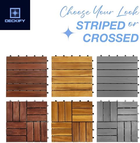 acacia interlocking deck tiles outdoor waterproof, golden teak, view 12