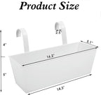 3 Pcs Large Hanging Flower Pots for Railing Or Fence 16 Inch Railing Planter Box for Any Balcony, Porch or Deck Countryside Style Window Planter Boxes Are Perfect to Herbs & Flowers for Garden (White)