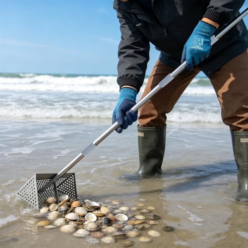 sand rake for beach,, 65 inches long handle showing dimensions