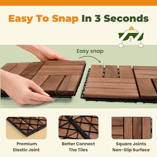 jurax interlocking wood deck tiles, 10pcs patio flooring on a desk or shelf