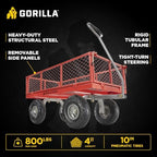 gorilla carts steel utility garden cart, 800 lb. shown in use
