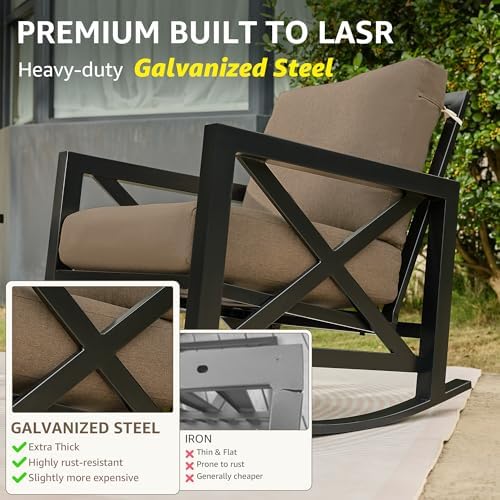 natural expressions 3 piece patio rocking bistro set, side view