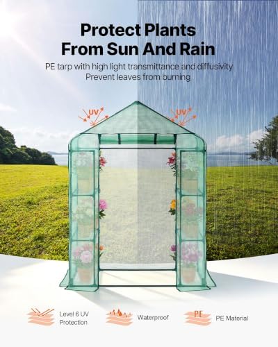vevor walk-in greenhouse, 55.5" x 28.3" x 78.7" showing dimensions