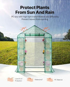 vevor walk-in greenhouse, 55.5" x 28.3" x 78.7" showing dimensions