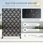 kozyard metal privacy screen 74" h x 47.2" showing dimensions