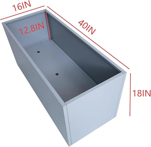 40" L x 16" W x 18" H Metal Large Rectangular Planter - Long Planter Box for Outdoor Patio/Porch Planter Boxes Outdoor Modern Design for Plants, Flowers, Garden,Spliced Flower Pot (Silver Gray)