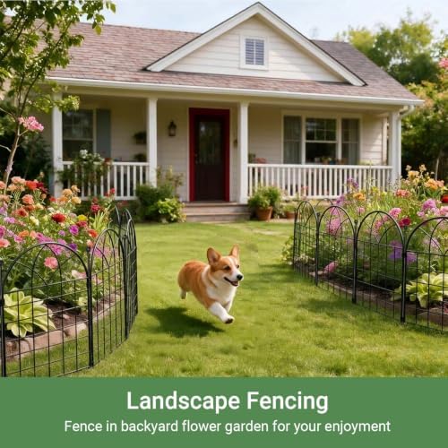 tall decorative garden fence, 25 ftx 32" h, front angle view