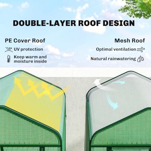 outsunny 5 tier mini greenhouse w/ screen roof, close-up detail