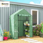 outsunny 5' x 2.5' x 6.5' mini walk-in shown in use