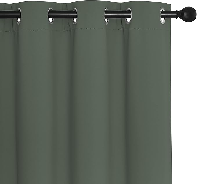 NICETOWN Patio Blackout Curtain Panels - Extra Wide Sliding Door Thermal Insulated Drape, Privacy Room Divider Curtain for Bedroom Office (Dark Mallard, 66 x 118 Inch Long)