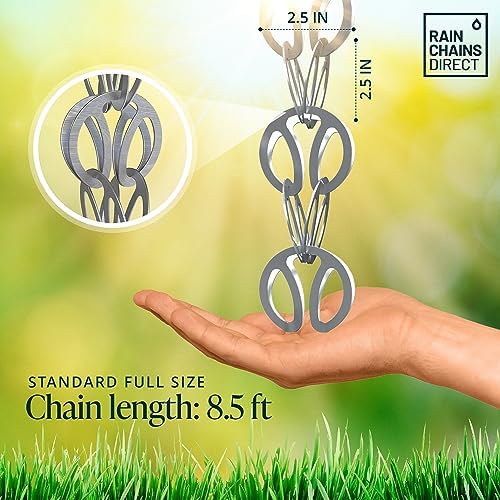 rain chains direct - modern loop rain chain, side view