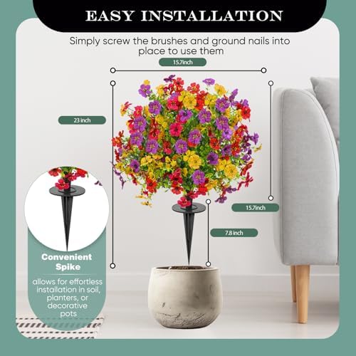 fajunzh artificial topiary bushes for outdoors with spike shown in use