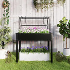 outsunny raised garden bed with flip-up cover, 39.4"x18.9"x48.8", front angle view