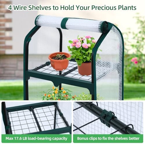 ohuhu mini greenhouse for indoor outdoor, small plastic on a desk or shelf