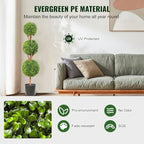 vevor artificial boxwood topiary tree, 48 inch tall, close-up detail
