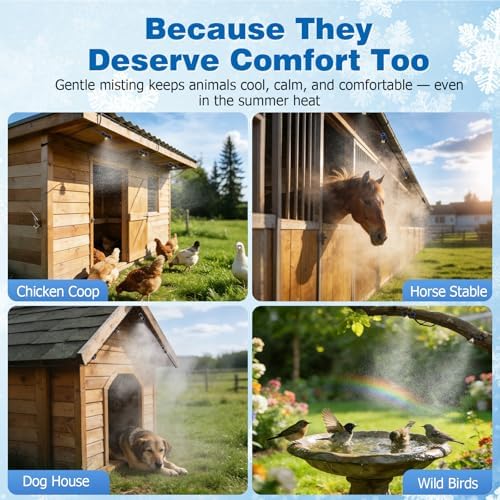 mellbree misters for outside patio 60ft/18m, pre-assembled misting showing dimensions