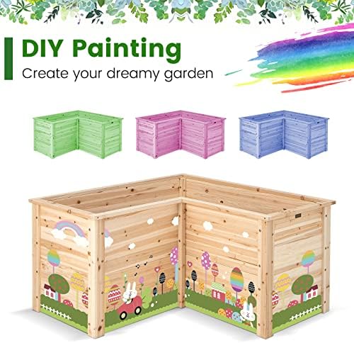 giantex wood raised garden bed, 47.5"x47.5"x24.5" elevated planter on a desk or shelf