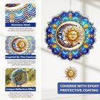 Sun and Moon Wind Spinners Outdoor Hanging - 12 inch Sun Outdoor Metal Decor Birthday Gifts for Women Mom Grandma,3D Wind Sculptures Art for Yard and Garden Patio Lawn Balcony Porch Decorations