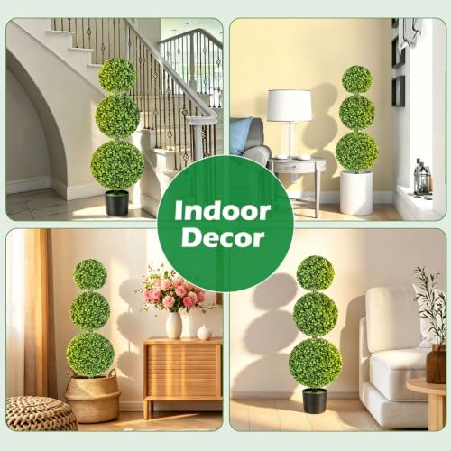 3ft realistic artificial boxwood triple ball topiary tree on a desk or shelf