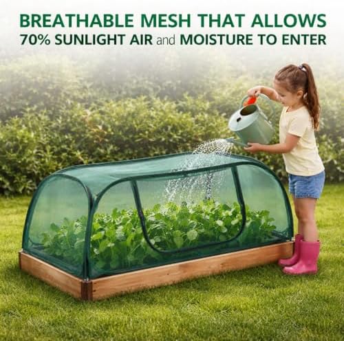 raised garden bed covers(45"x22"x18"), pop up mesh plant on a desk or shelf
