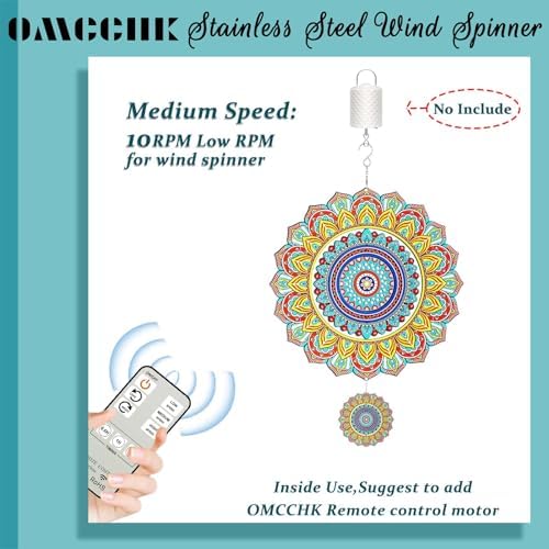 Wind Spinner Mandala Peacock, 12inch Stainless Steel Metal Wind Spinners Outdoor Hanging, 3D Wind Sculptures Kinetic Yard Art Decoration Garden Ornament Indoor Décor Gift for Women Men Holidays