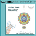 Wind Spinner Mandala Peacock, 12inch Stainless Steel Metal Wind Spinners Outdoor Hanging, 3D Wind Sculptures Kinetic Yard Art Decoration Garden Ornament Indoor Décor Gift for Women Men Holidays