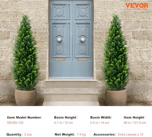 vevor artificial topiary cedar tree, 48 inch tall, front angle view