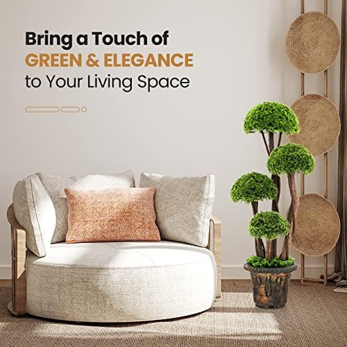 goplus artificial cypress topiary ball tree, 3 ft, front angle view