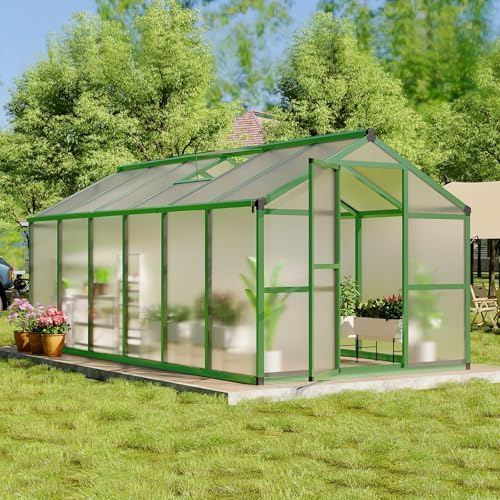 12 ft greenhouse, outdoor sliding door, polycarbonate greenhouse, view 9