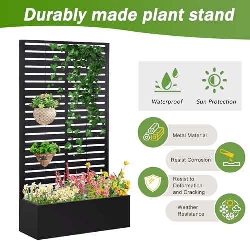 metal raised garden bed with trellis,planter box for on a desk or shelf