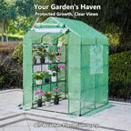 56x55x74 inch greenhouse for outdoors,3 tier 8 shelves, side view