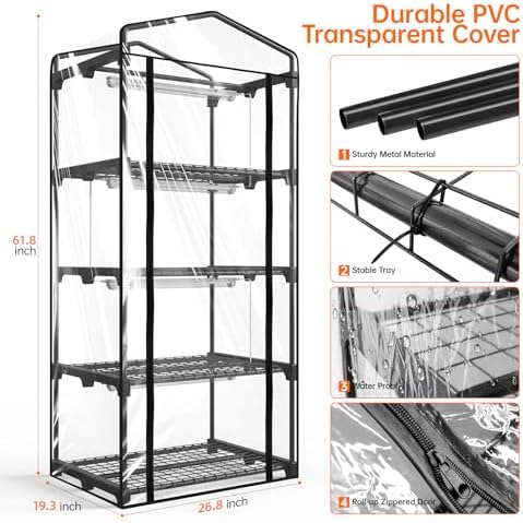 bstrip indoor greenhouse with grow light, 4x20w plant, front angle view