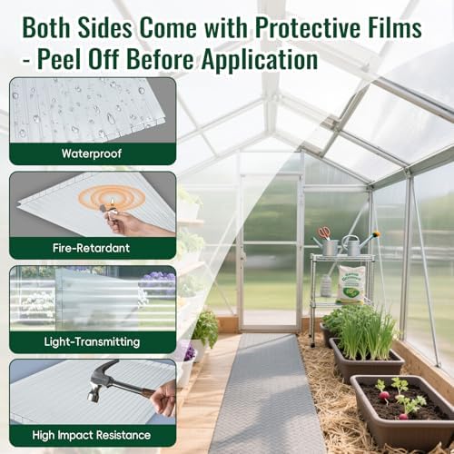 evereco 6 pcs greenhouse panel, 8'ft x 2'ft on a desk or shelf