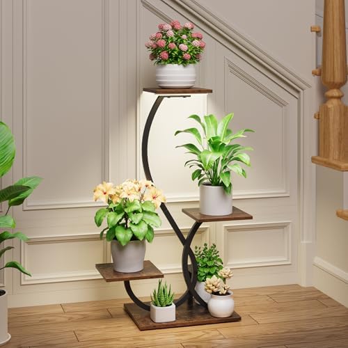 bacekoll plant stand with grow lights 4 tier, side view