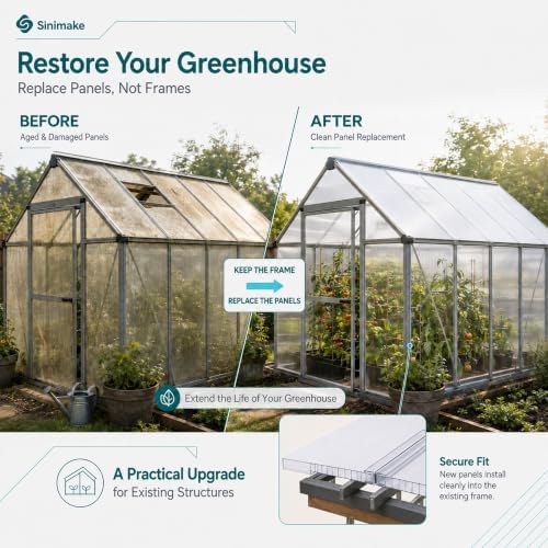sinimaka 10-pack polycarbonate greenhouse panels, 4 x 2, close-up detail