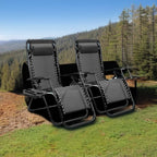 Homall Zero Gravity Chair Patio Folding Lawn Lounge Chairs Outdoor Lounge Gravity Chair Camp Reclining Chair with Pillows for Poolside Backyard and Beach Set of 2 (Dark Black)